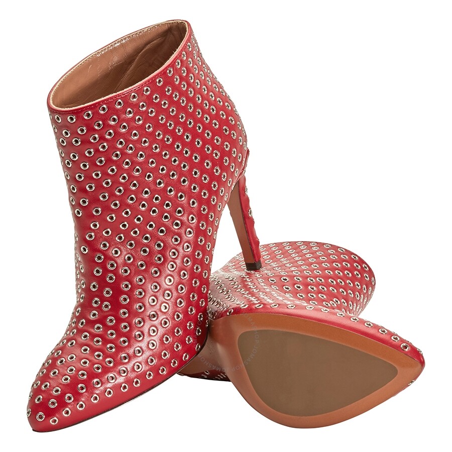 Alaïa Alaia Ladies Red 90 Boot Allover Rivet Caf In Red