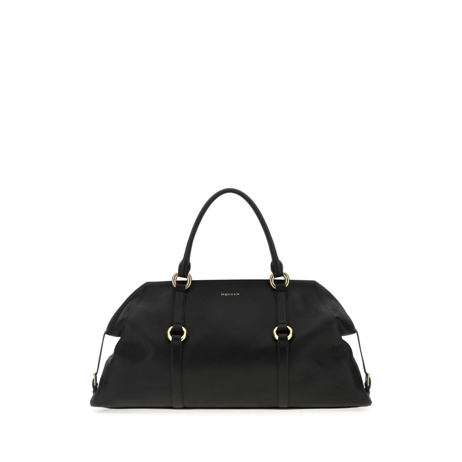 Alexander Mcqueen Black Leather Farringdon Maxi Handbag