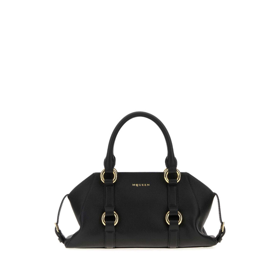 Alexander Mcqueen Black Leather Small Farringdon Handbag
