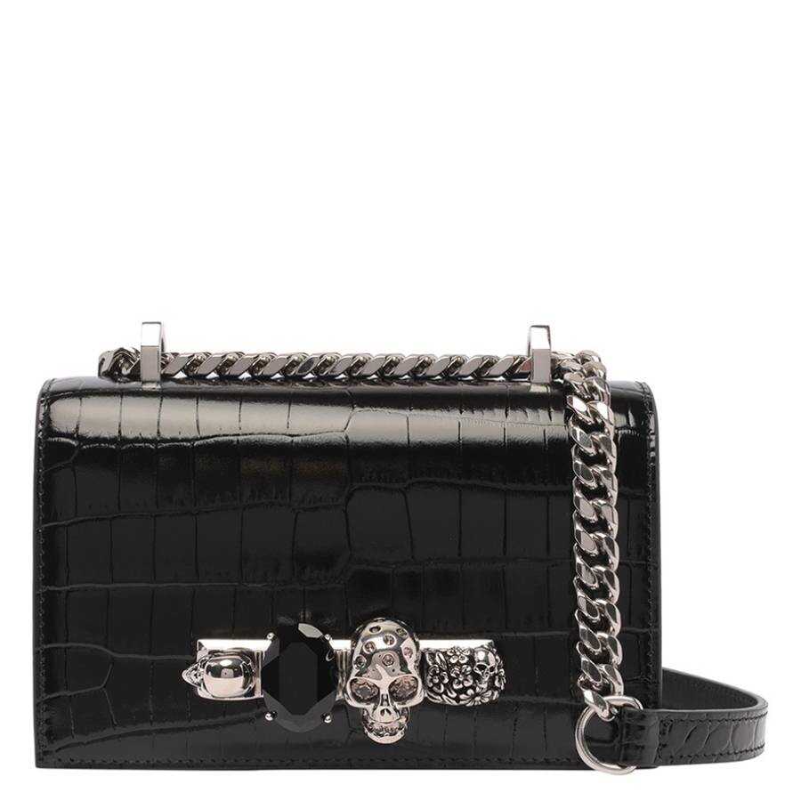 ALEXANDER MCQUEEN｜ (653134 1HB0Y 1001) Alexander Mcqueen Black Mini Jewelled Satchel Bag 653134