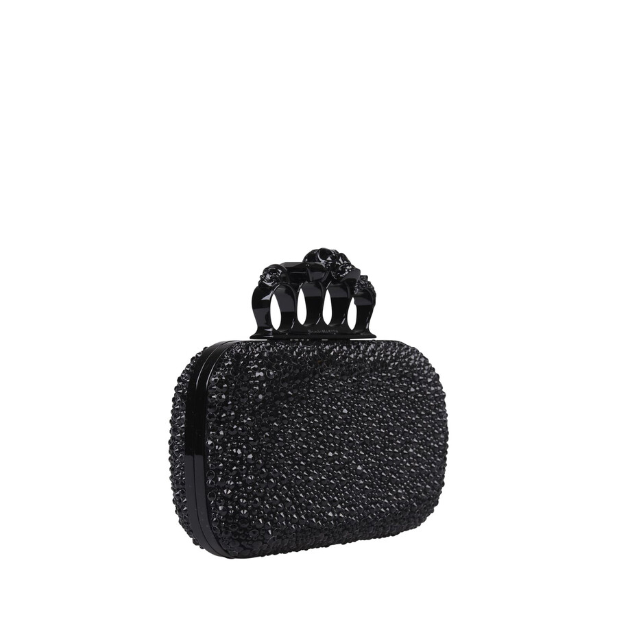 Alexander Mcqueen Knuckle Clutch With Chain In Black