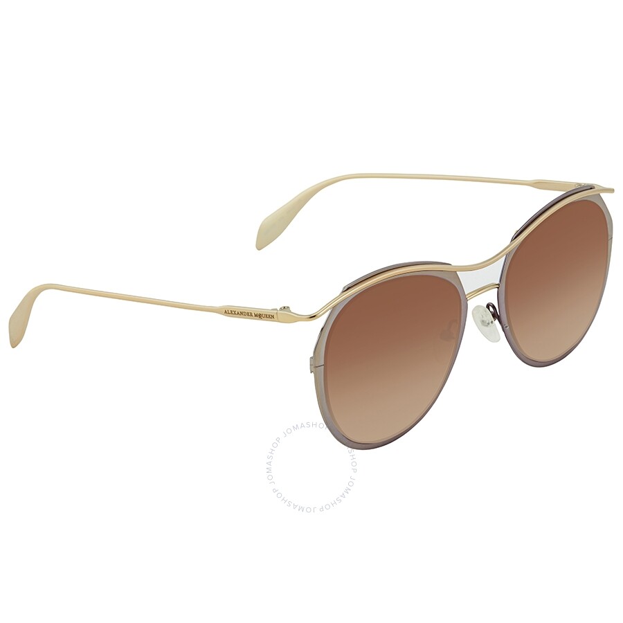 Alexander Mcqueen Brown Round Ladies Sunglasses AM0116S 004 54