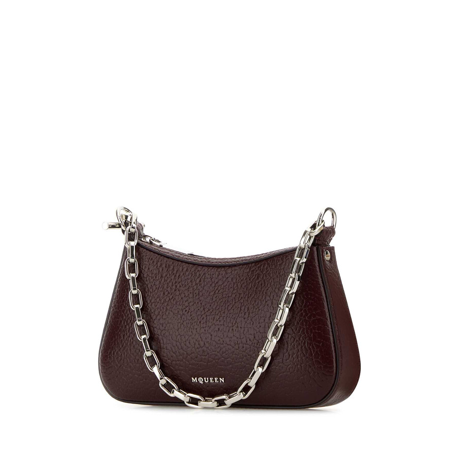 Alexander Mcqueen Textured Leather Chain Strap Mini Bag In Red