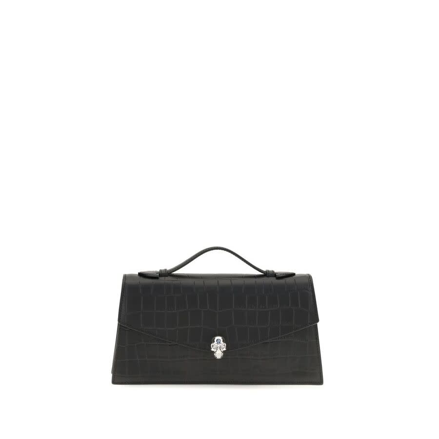 Alexander McQueen Crocodile-Embossed Calfskin Top Handle Bag