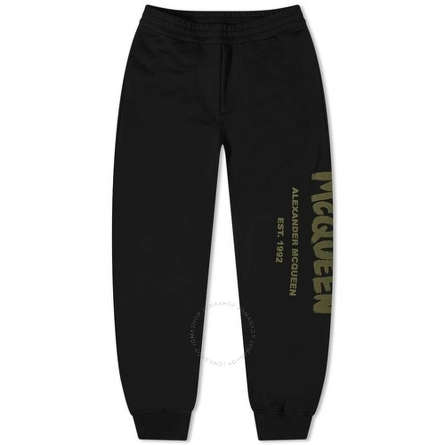 Alexander Mcqueen Graffiti Cotton Joggers In Black