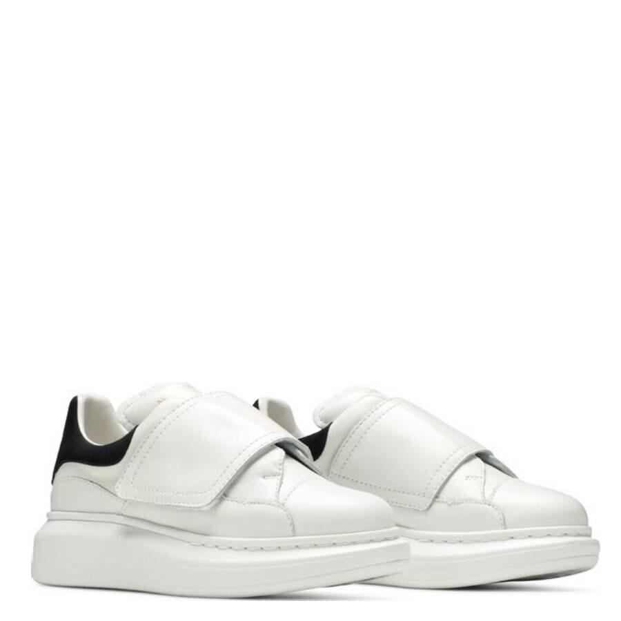 Alexander Mcqueen Wide Black Tail Velcro White Shoes In White/black