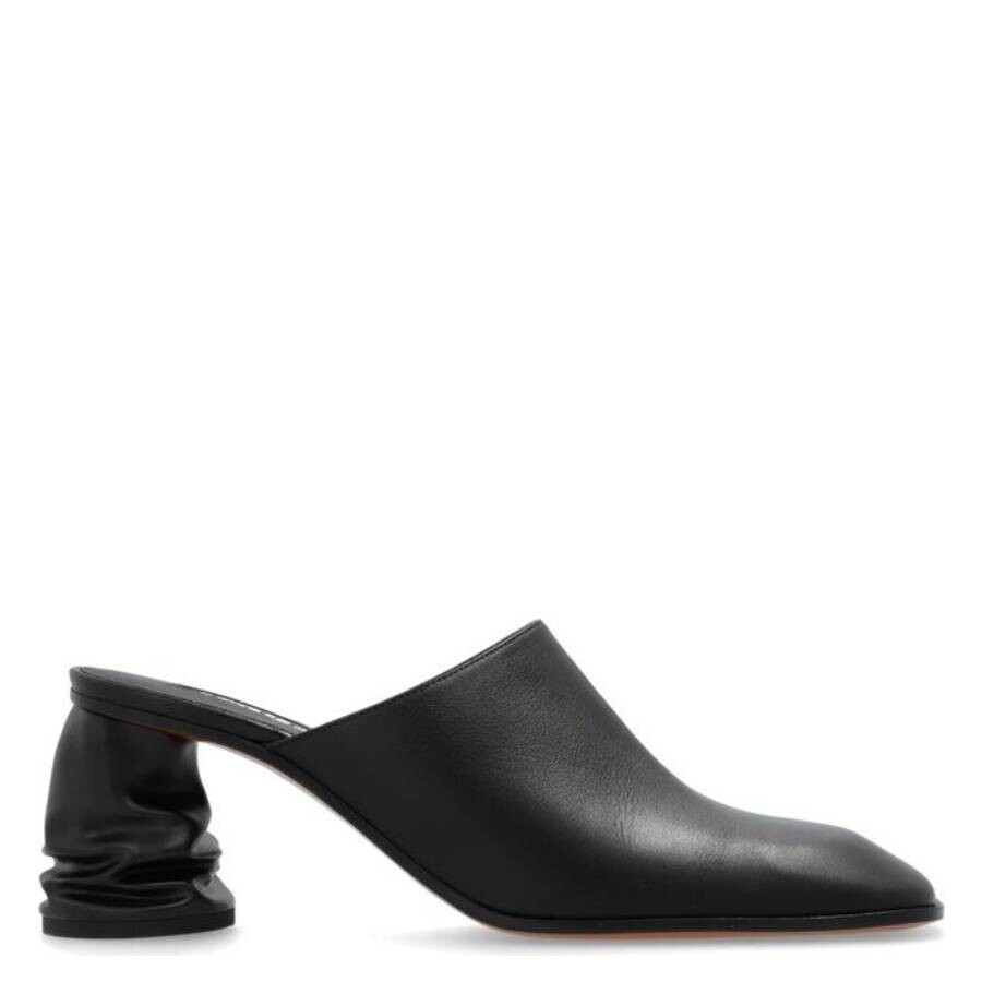 Alexander Mcqueen Leather Mules Crush In Black