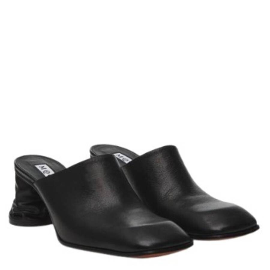 Alexander Mcqueen Leather Mules Crush In Black