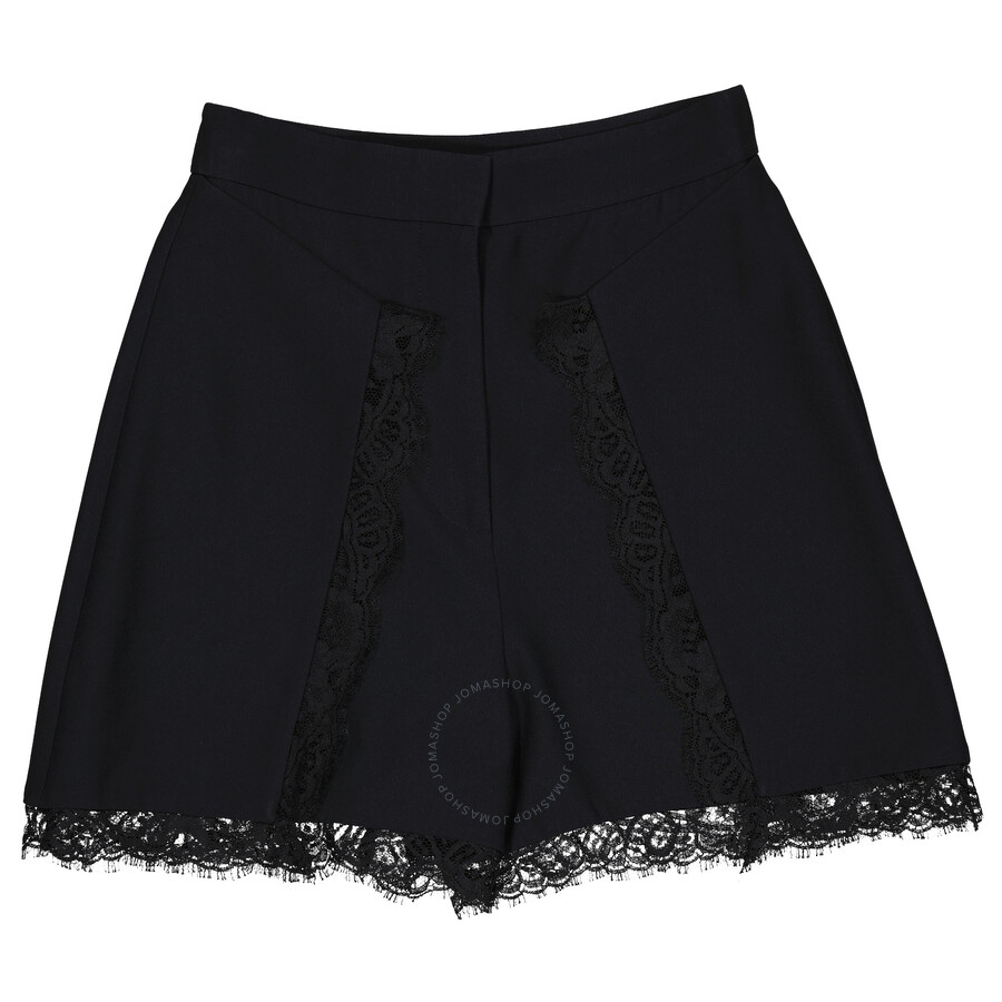 Alexander Mcqueen Ladies Black Shorts With Lace Inserts In Black