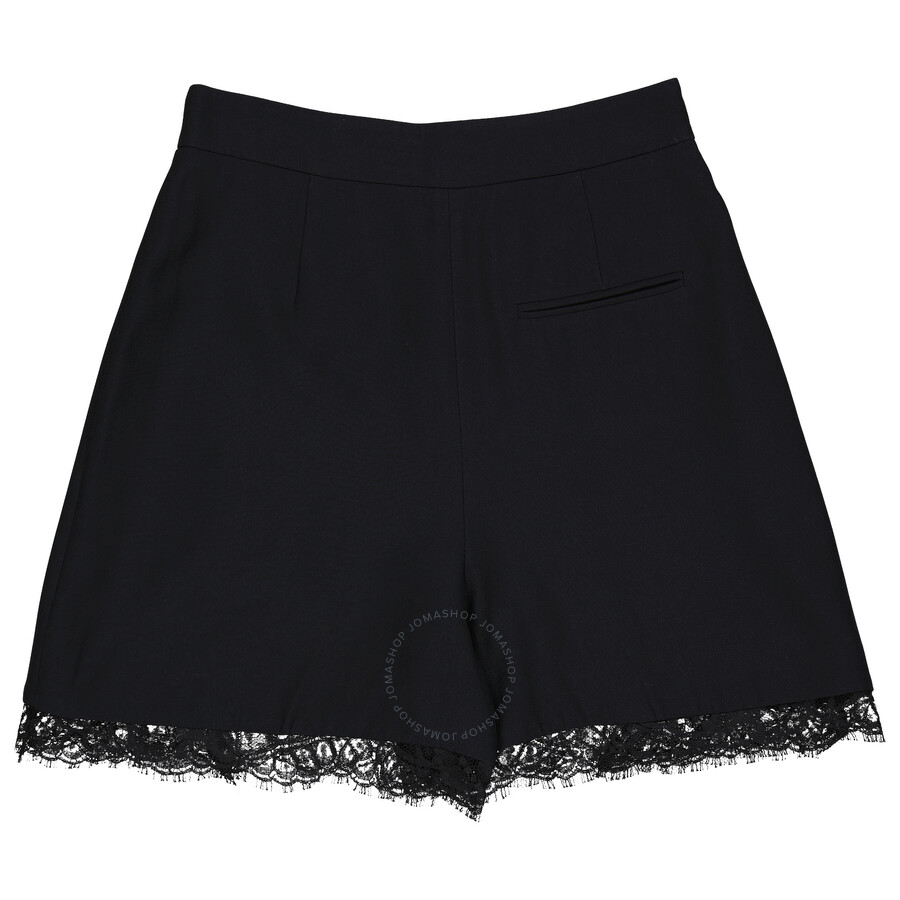 Alexander Mcqueen Ladies Black Shorts With Lace Inserts In Black