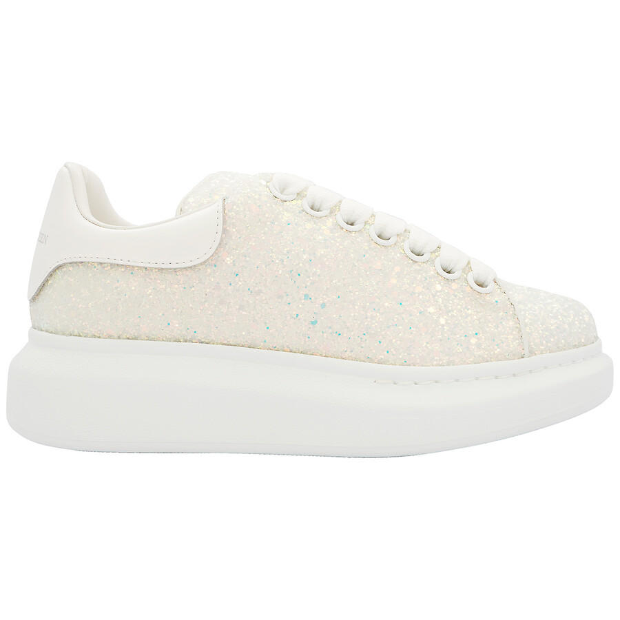 Alexander Mcqueen Ladies Larry Iridescent / White Oversized Glitter