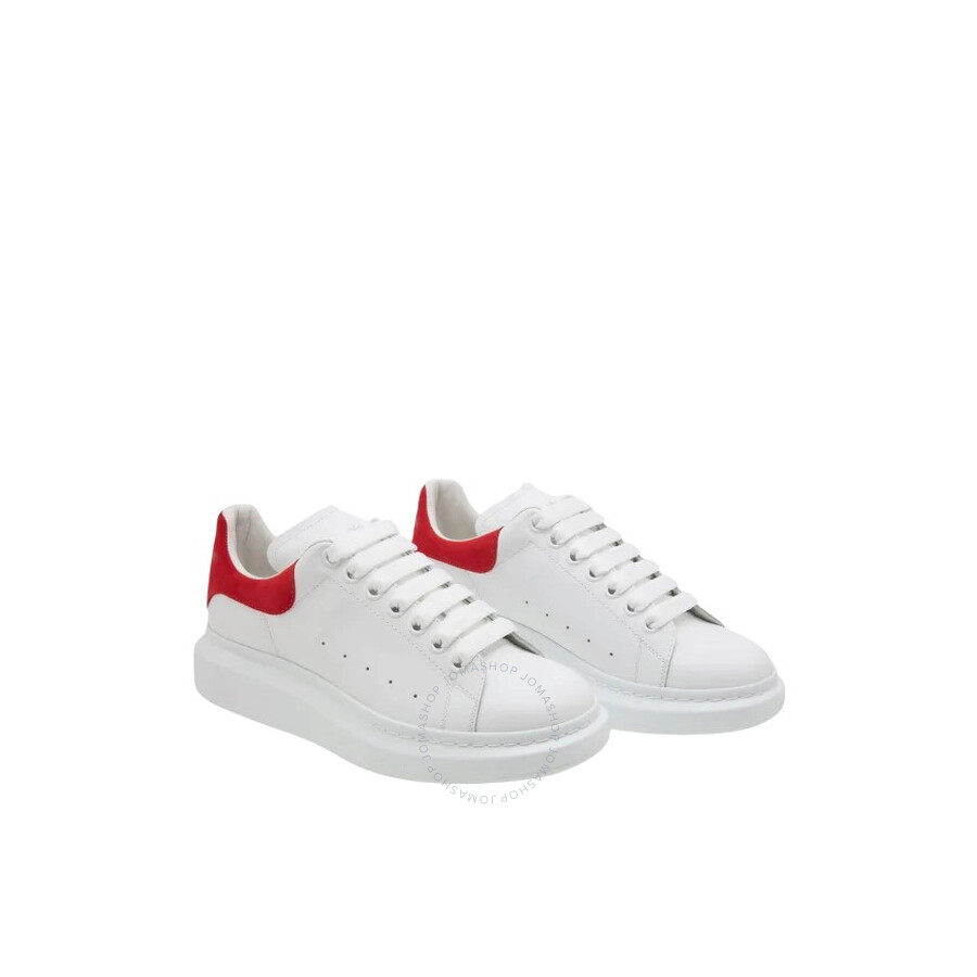 Alexander Mcqueen Larry Oversized Leather Sneakers In White/red
