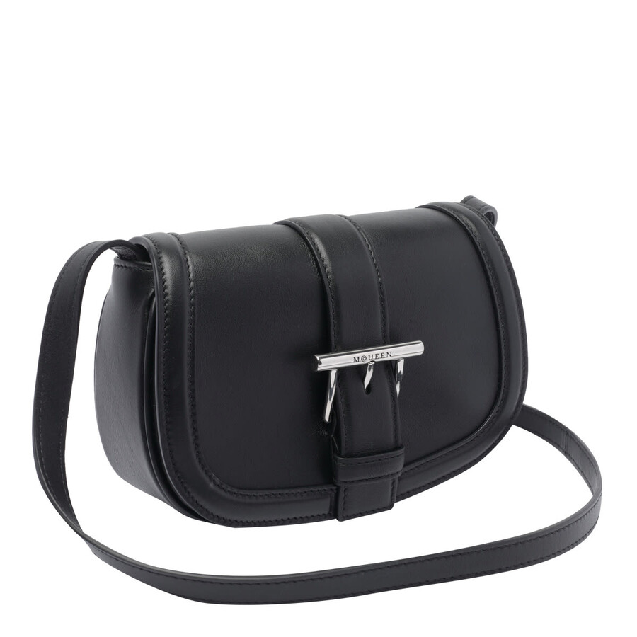 Alexander Mcqueen Mini T-bar Leather Shoulder Bag In Black