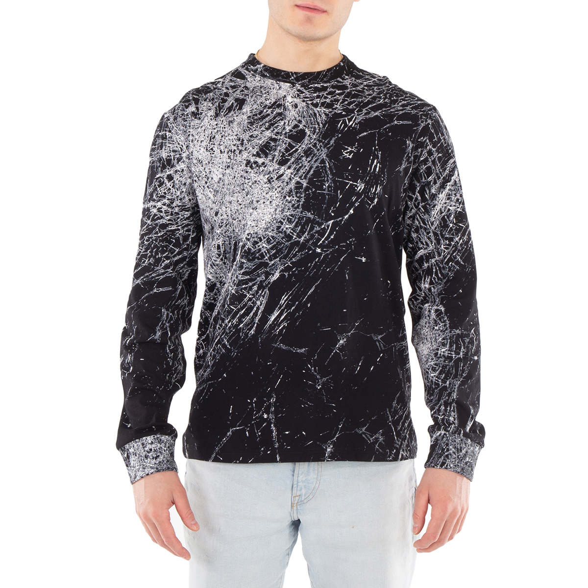 Alexander McQueen Men's Black Smashed Glass Long-Sleeved T-Shirt, Size ...