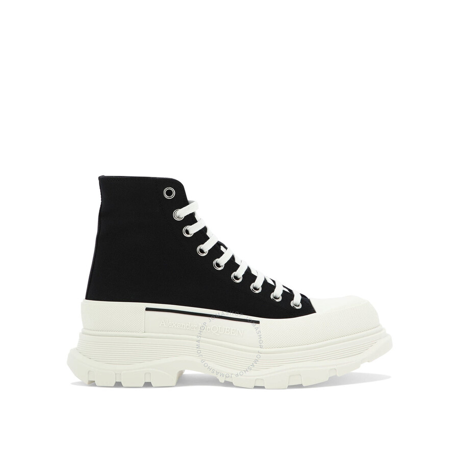 Alexander Mcqueen Alexander Mc Queen Black Canvas Tread Slick Boots In White/black