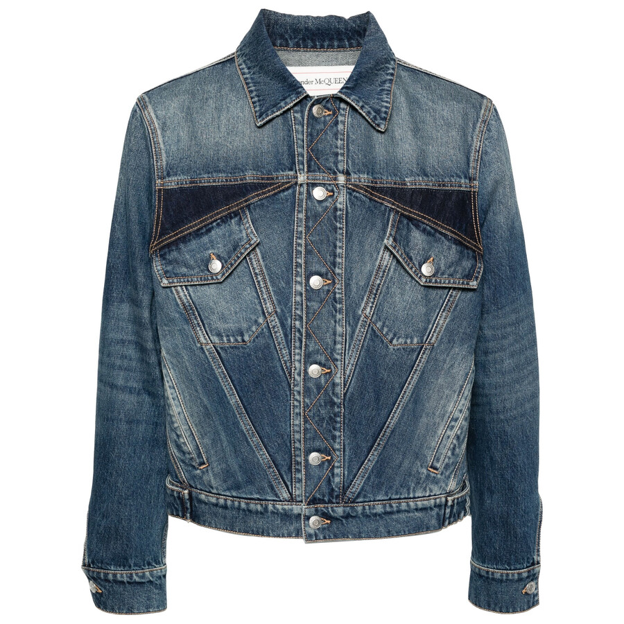 Alexander Mcqueen Panelled Denim Jacket In Blue