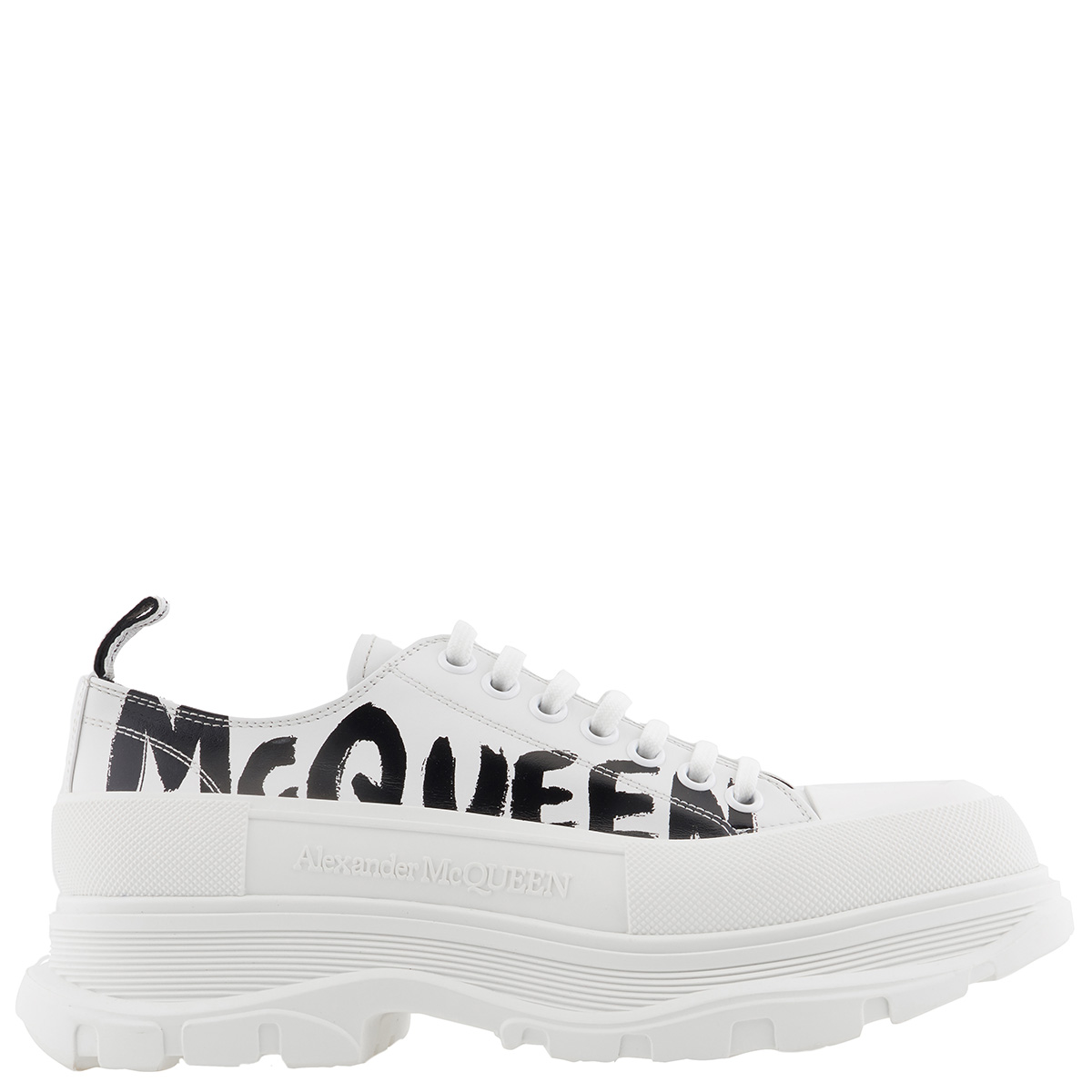 Bottes Alexander McQueen Tread Slick - Cuir Noir, Logo Graffiti, Pointure 42