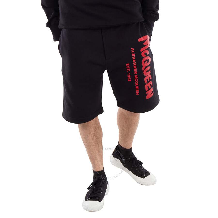 Alexander Mcqueen Men's Logo-Print Cotton Shorts, Size Small