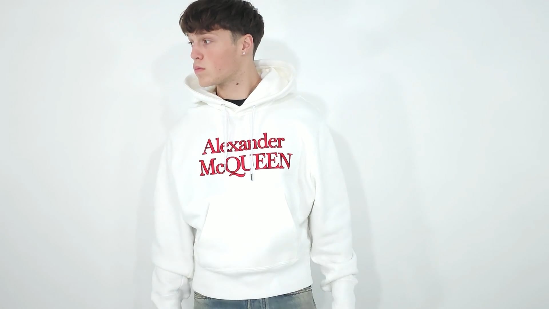 Alexander McQueen Men's Optical White Logo-Embroidered Cotton
