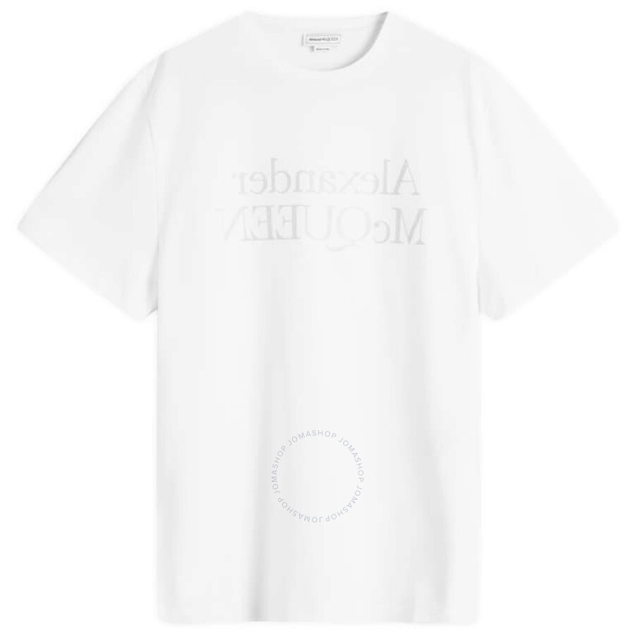 Alexander Mcqueen Alexander Mc Queen Reflected Logo T Shirt In White/silver Tone
