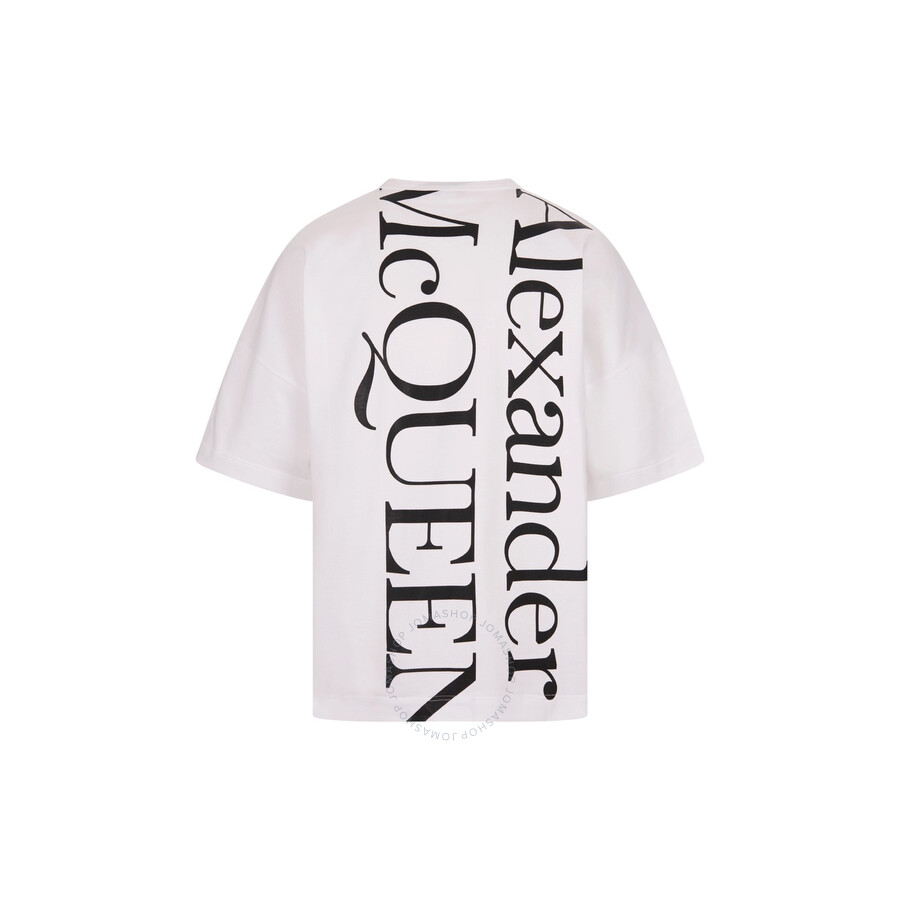 Alexander Mcqueen Men's White/black Exploded Logo T-shirt In White/black