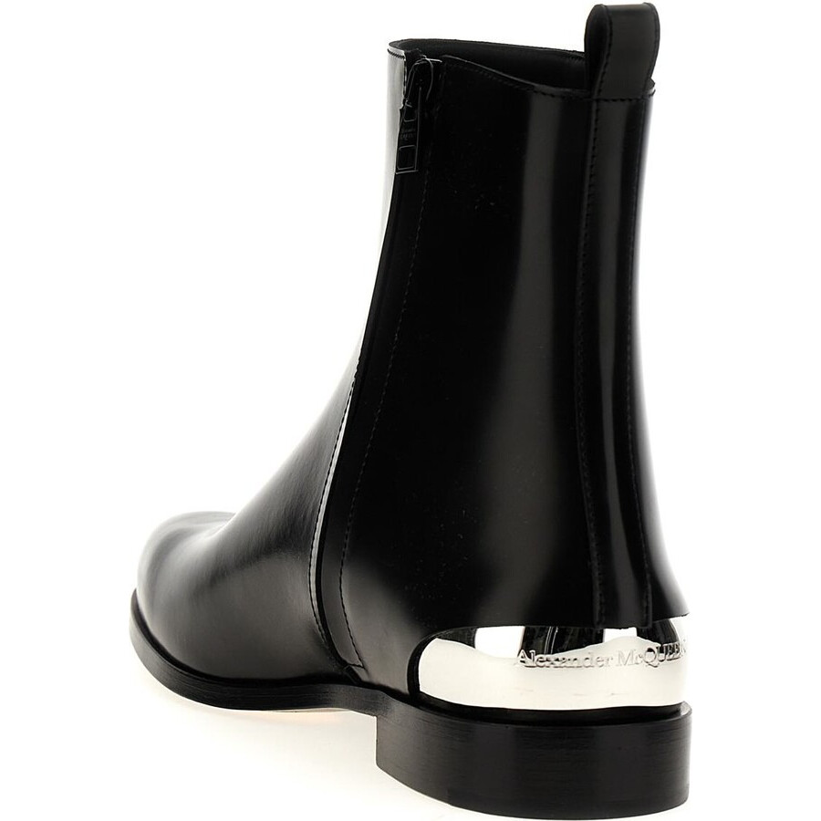 Alexander Mcqueen Leather Ankle Boots In Black
