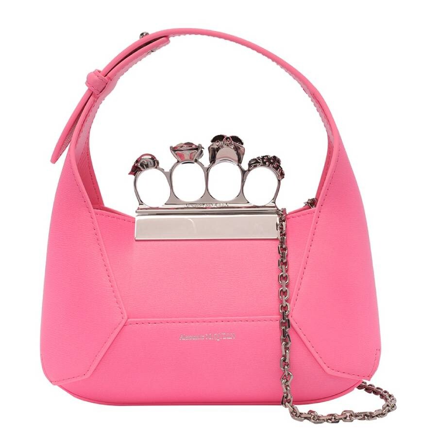 Alexander Mcqueen Rose The Jewelled Hobo Mini Bag In Pink