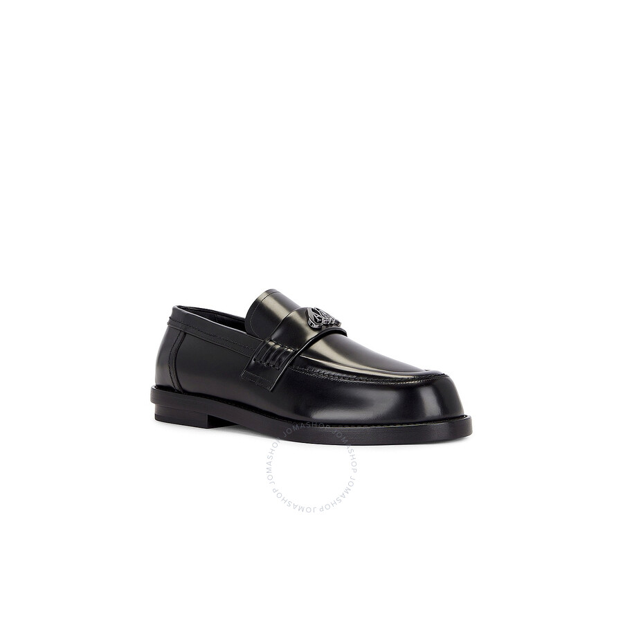 Alexander Mcqueen Black Slip-on Loafers In Leather Man In Black