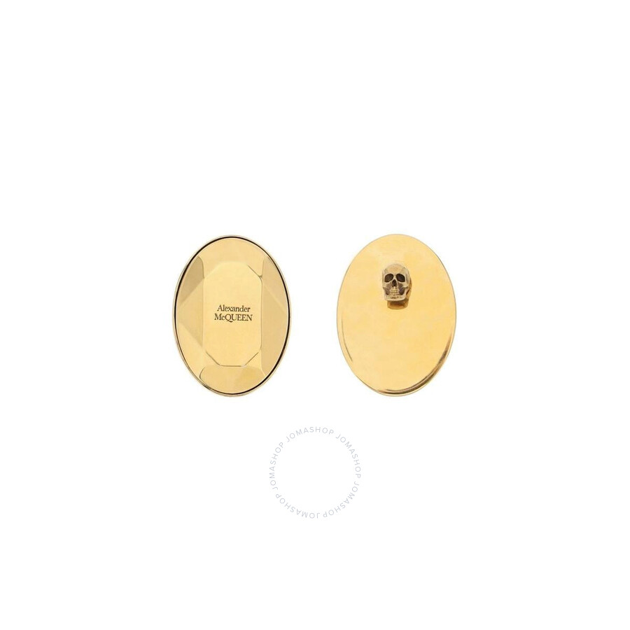Alexander Mcqueen Stud Earrings With Faceted Stone In Gold Tone