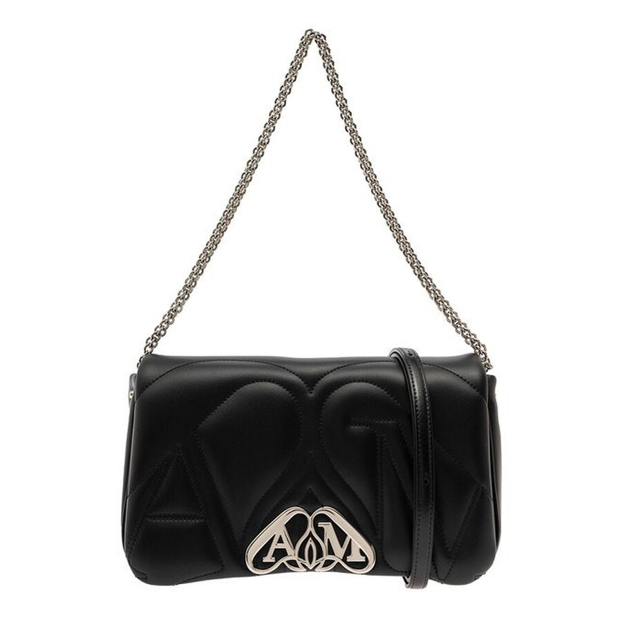 Alexander Mcqueen Small The Seal Shoulder Bag In Black