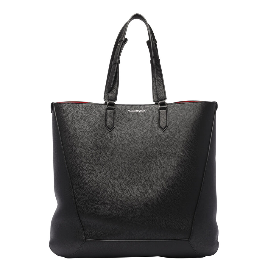 Alexander Mcqueen The Edge Leather Tote Bag In Black