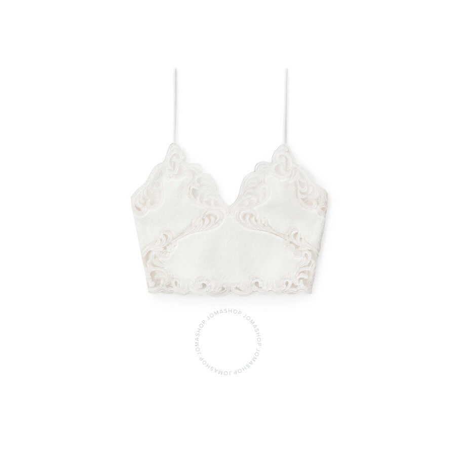 Alexander Wang Ladies White Lace Embroidered Cropped Cami Top In White