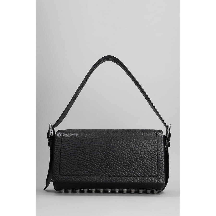 Alexander Wang Medium Flap Shoulder Bag In Black Leather In Black