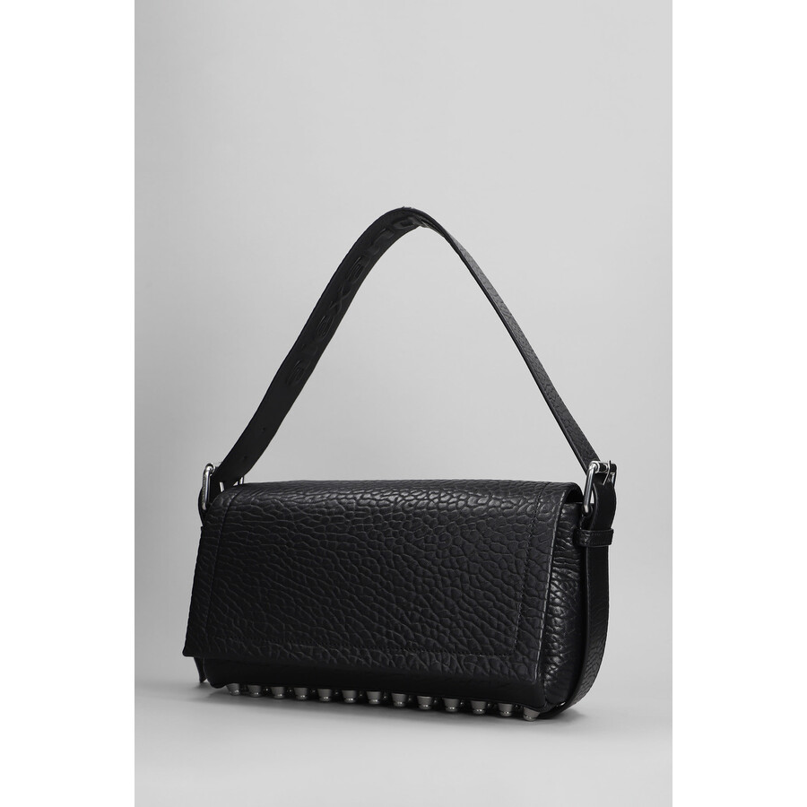 Alexander Wang Medium Flap Shoulder Bag In Black Leather In Black