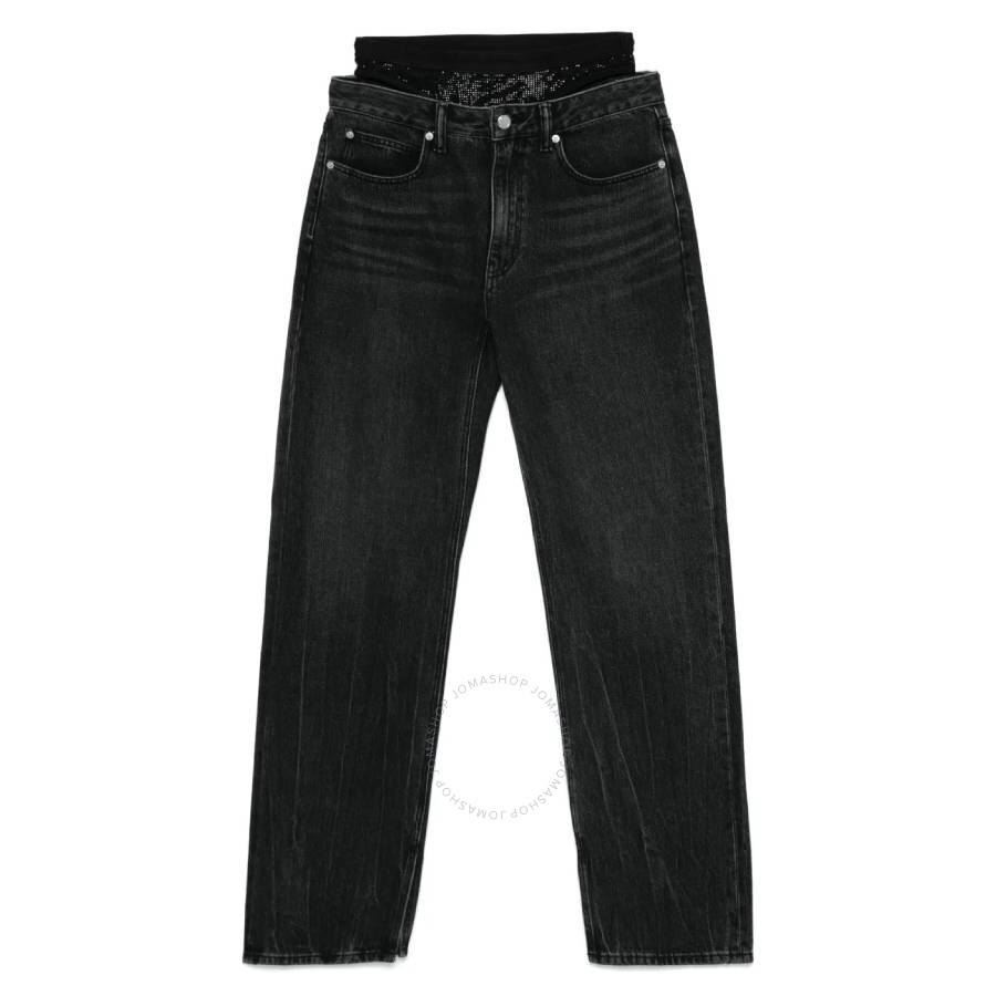 Alexander Wang Slit Hem Jeans With Prestyle Hotfix Undie In Gray