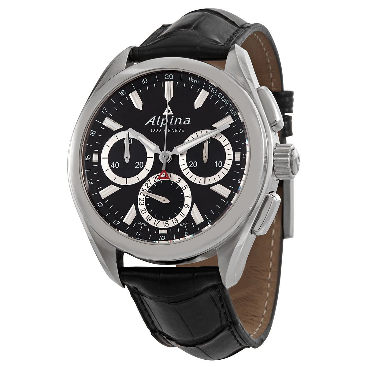Alpina Alpiner 4 Flyback Chronograph Black Dial Leather Strap Men's Watch AL-760BS5AQ6