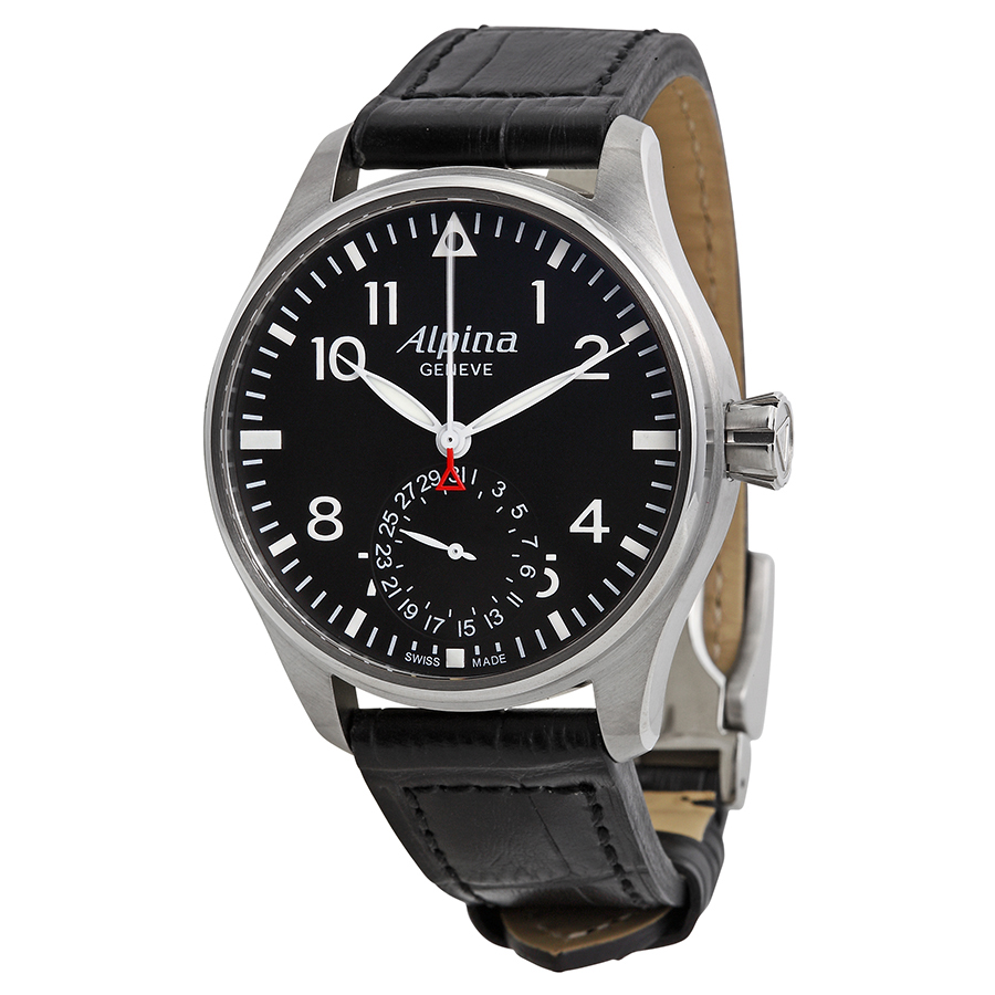 Alpina Aviation Automatic Black Dial Black Leather Men's Watch 710B4S6