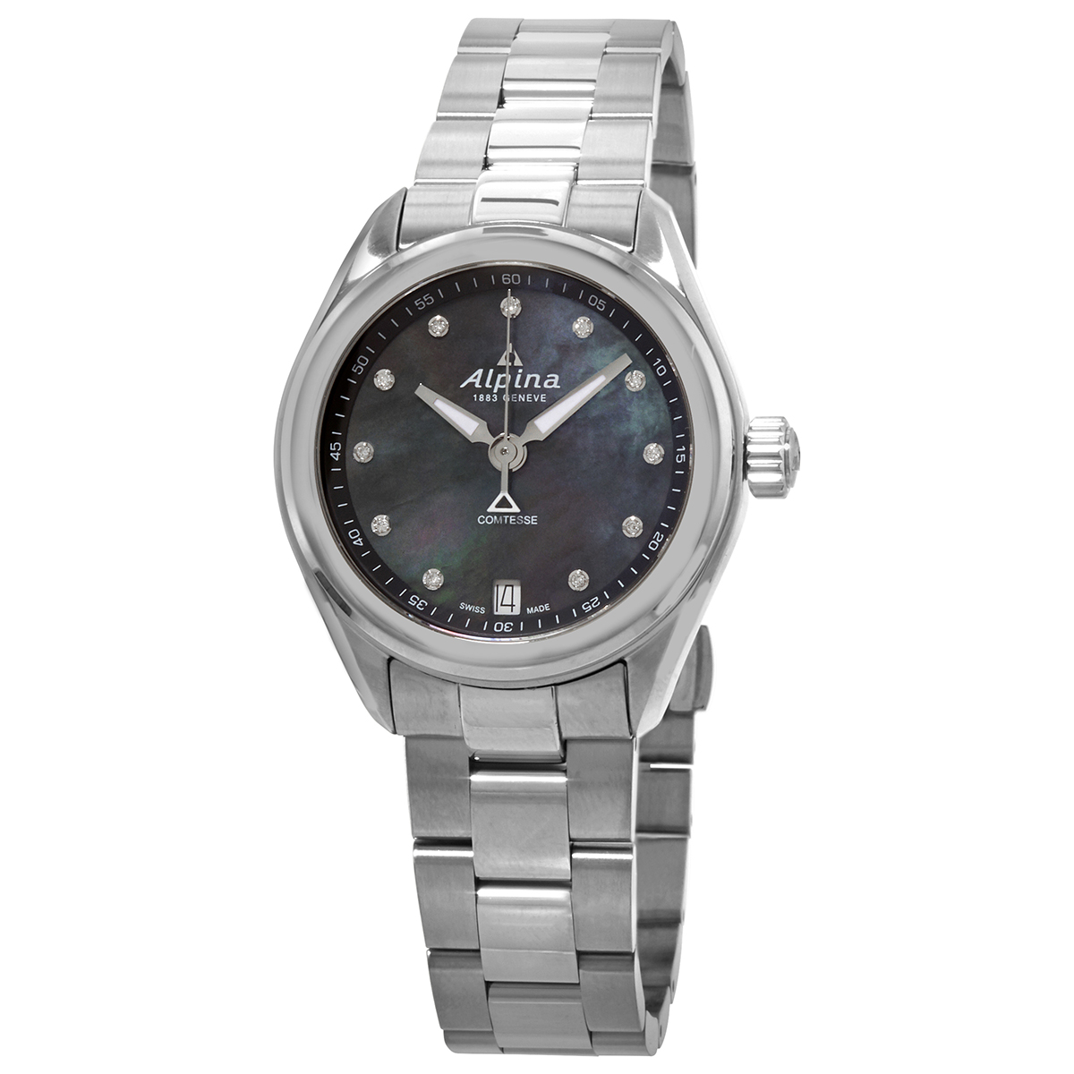 Alpina Comtesse Diamond Black Mother of Pearl Dial Ladies Watch AL-240MPBD2C6B