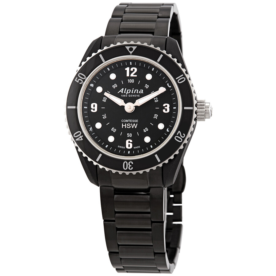 Alpina Comtesse Horological Alarm World Time Quartz Black Dial