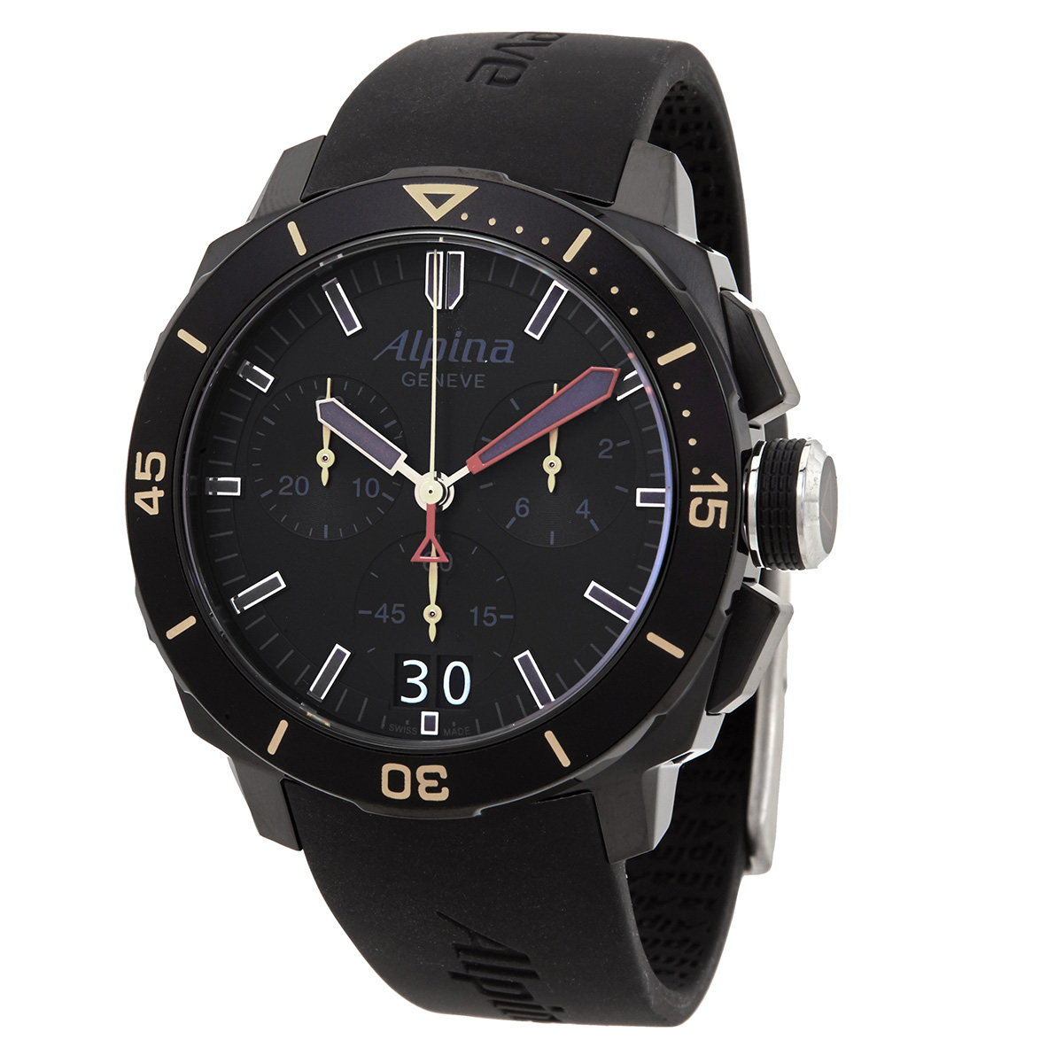 Alpina Seastrong Diver Quartz Black Dial Men's Watch AL-372LBBGGR4FBV6