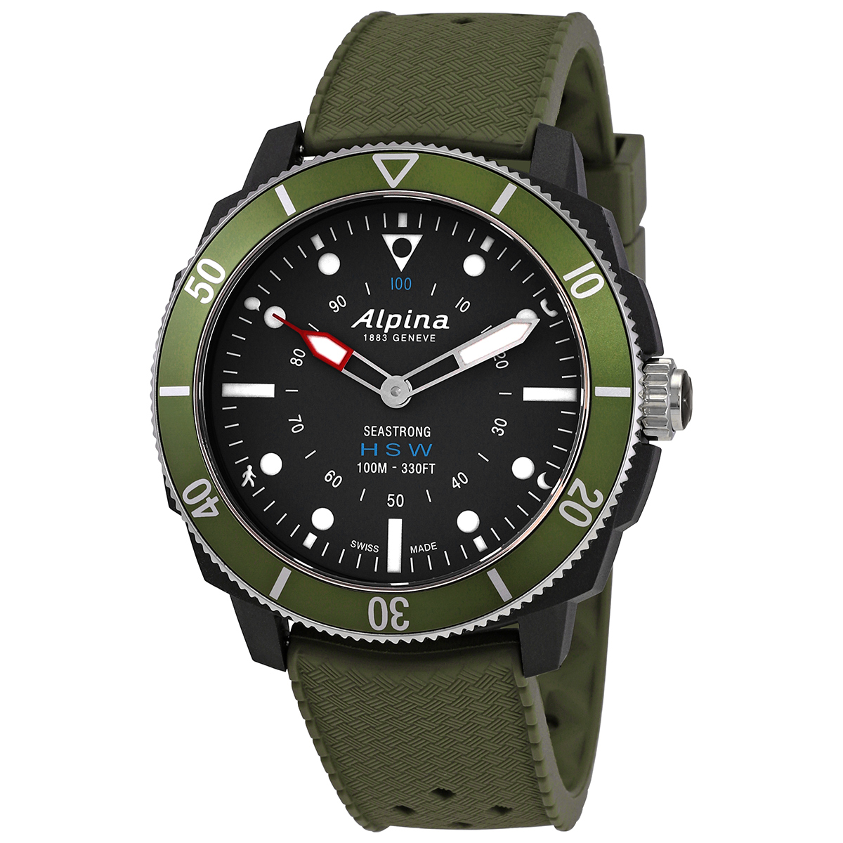 Alpina Seastrong Horological Alarm Quartz Black Dial Men's Smart Watch AL-282LBGRG4V6