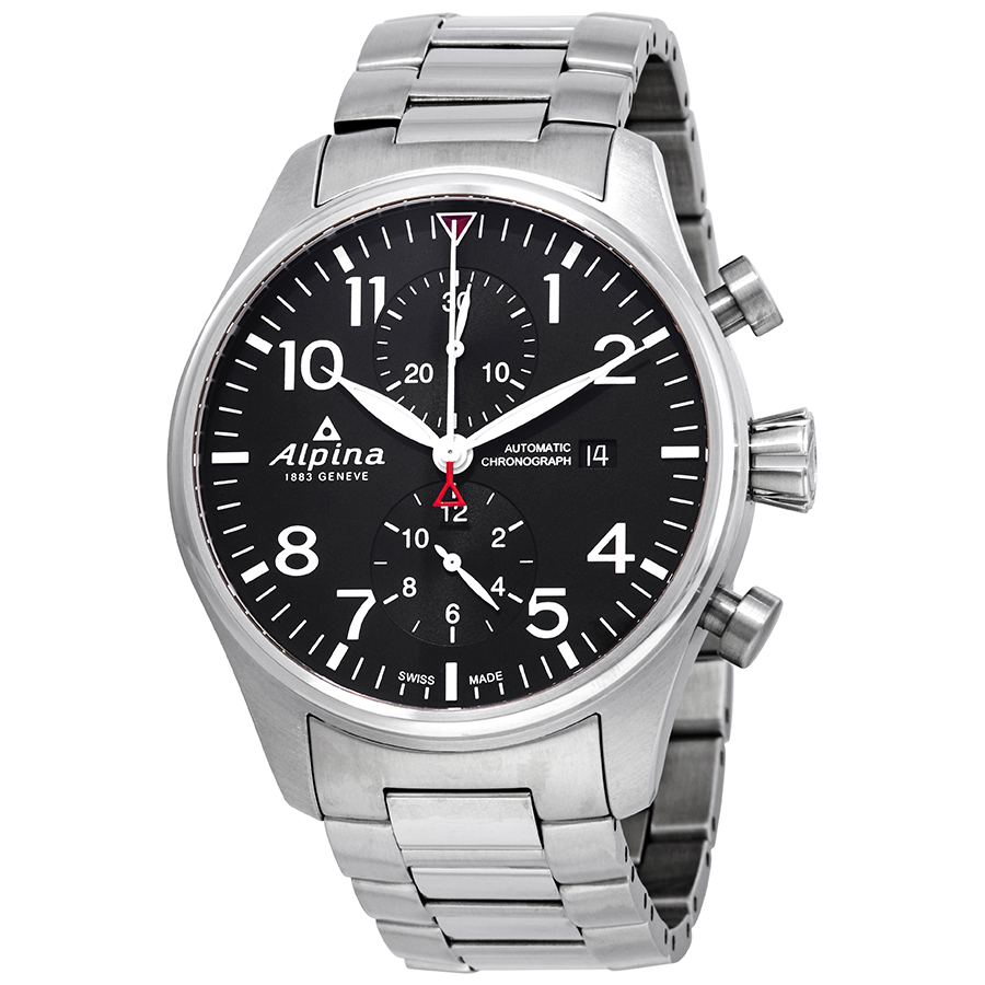 Alpina Startimer Pilot Black Dial Chronograph Automatic Men's Watch AL-725B4S6B