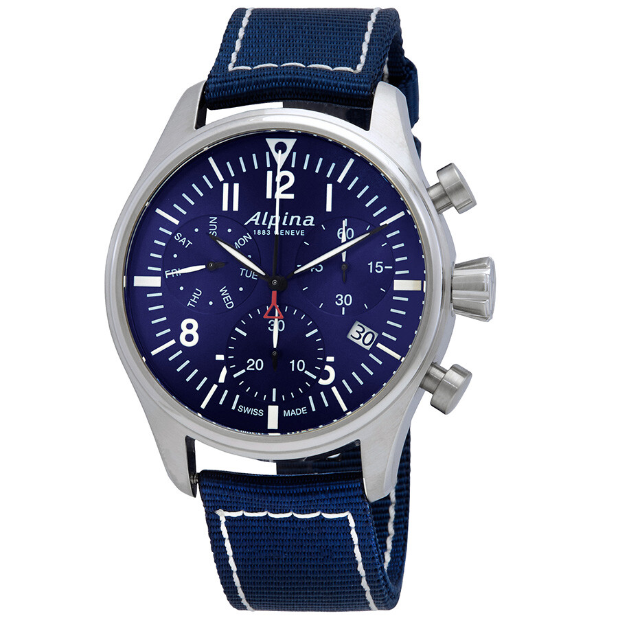 Alpina Startimer Pilot Chronograph Navy Blue Sunray Dial Men's