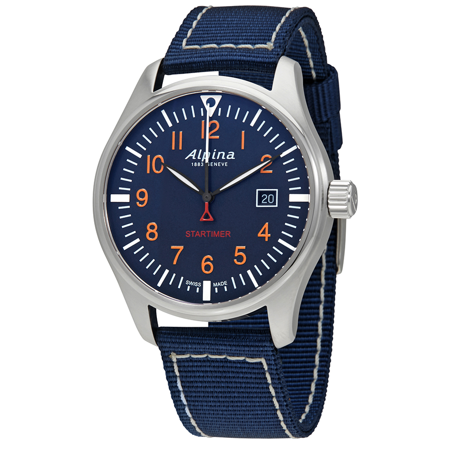 Alpina Startimer Pilot Navy Blue Dial Blue Nylon Men's Watch AL-240N4S6