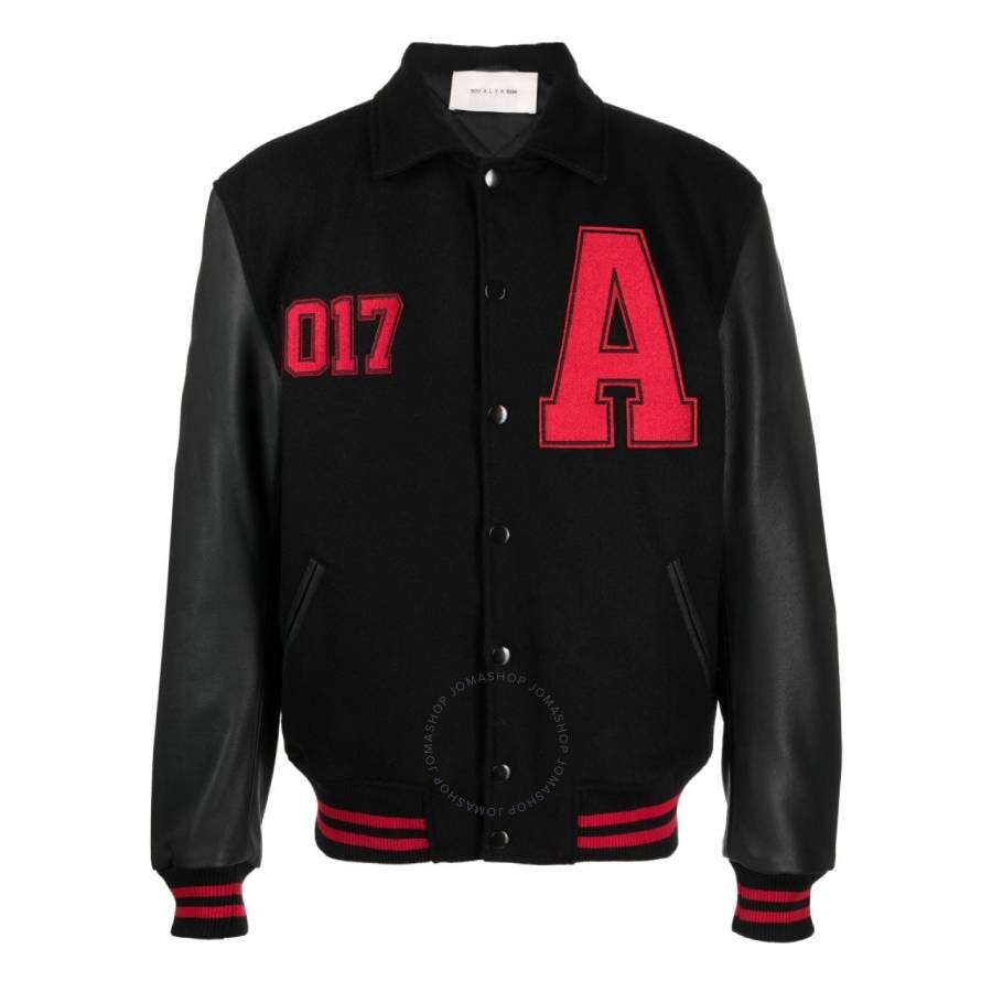Alyx Logo Print Varsity-style Jacket In Black In Black