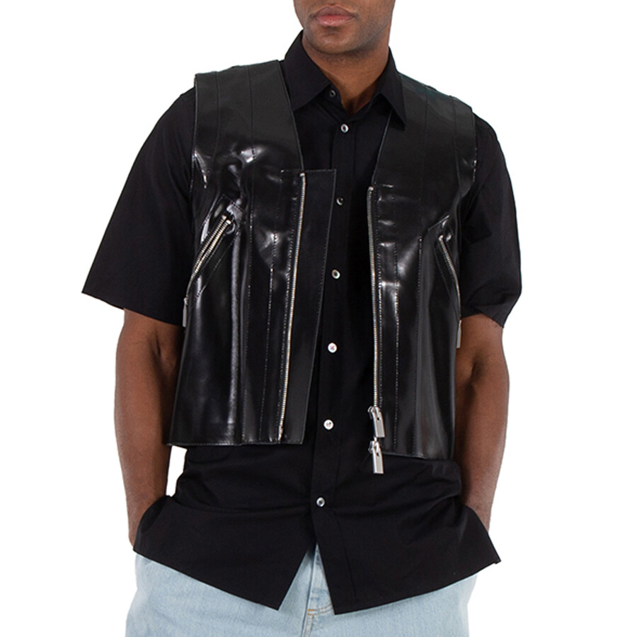 Men's Black Shell Leather Vest