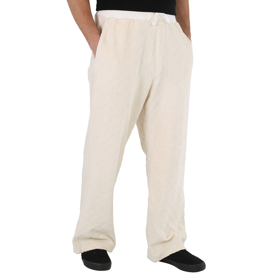 Ambush Asparagus White Cotton Blend Monogram Sweatpants In White