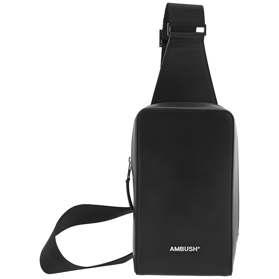 Ambush Black Leather One Shoulder Crossbody Bag BMNN001S22LEA0011072