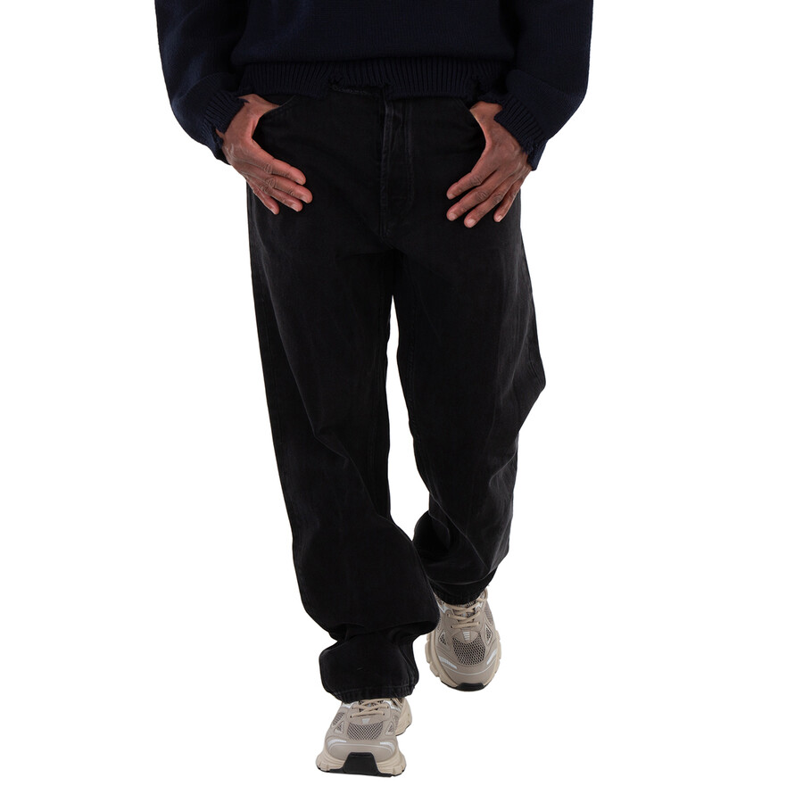 Black Waist Detail Cotton Denim Jeans