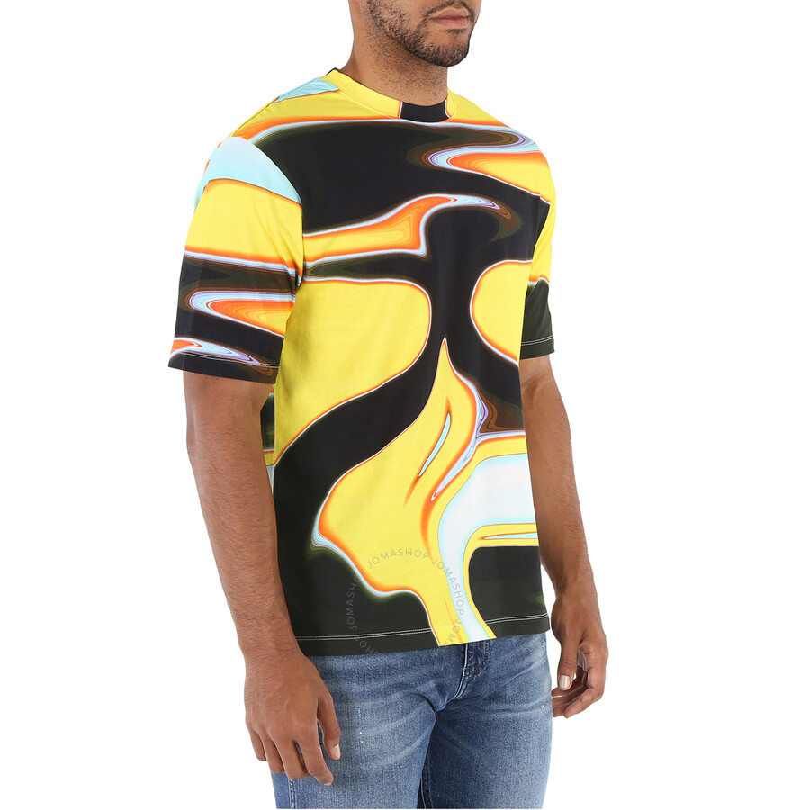 Shop Ambush Men's Abstract Print Cotton Jersey T-shirt In Yellow/black